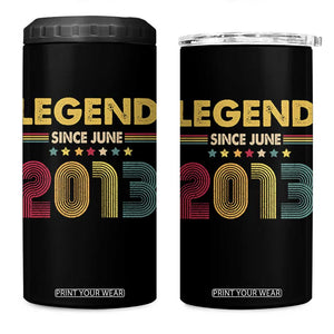 June 13th Birthday 4 in 1 Can Cooler Tumbler Legends Since June 2013 Retro Bday TS11 One Size: 16 oz Black Print Your Wear