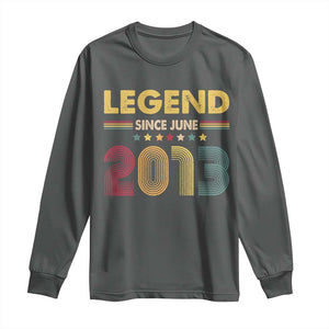 June 13th Birthday Long Sleeve Shirt Legends Since June 2013 Retro Bday TS11 Dark Heather Print Your Wear
