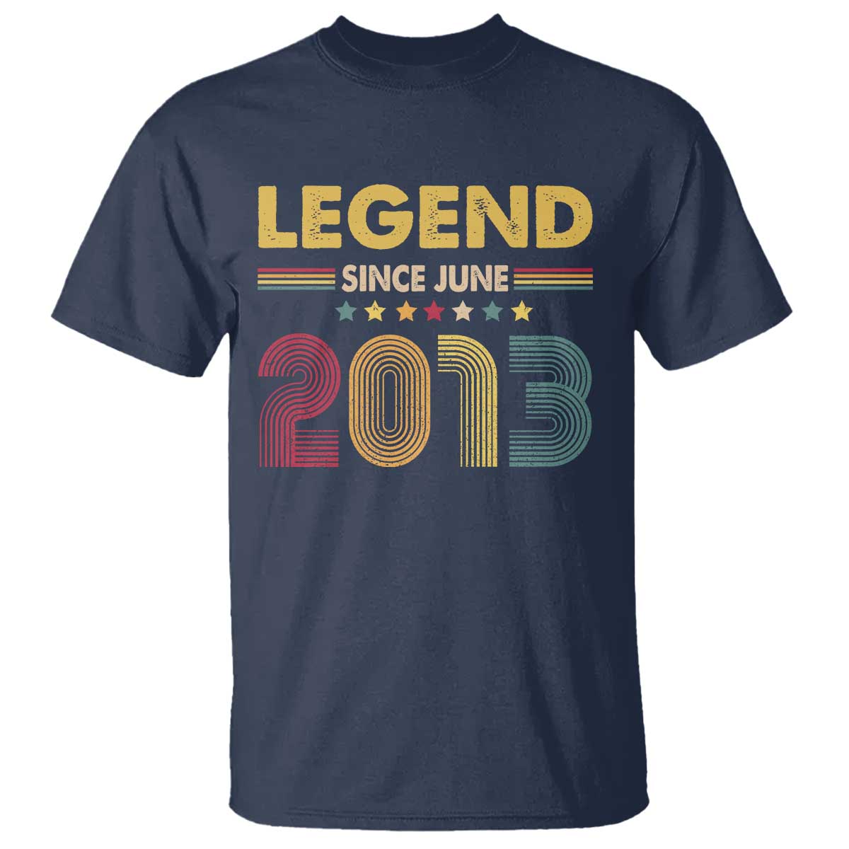 June 13th Birthday T Shirt Legends Since June 2013 Retro Bday TS11 Navy Print Your Wear