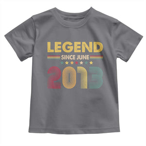 June 13th Birthday Toddler T Shirt Legends Since June 2013 Retro Bday TS11 Charcoal Print Your Wear