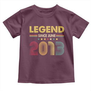 June 13th Birthday Toddler T Shirt Legends Since June 2013 Retro Bday TS11 Maroon Print Your Wear