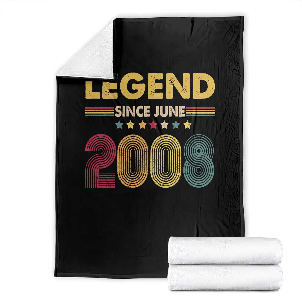 June 18th Birthday Throw Blanket Legends Since June 2008 Retro Bday TS11 Black Print Your Wear