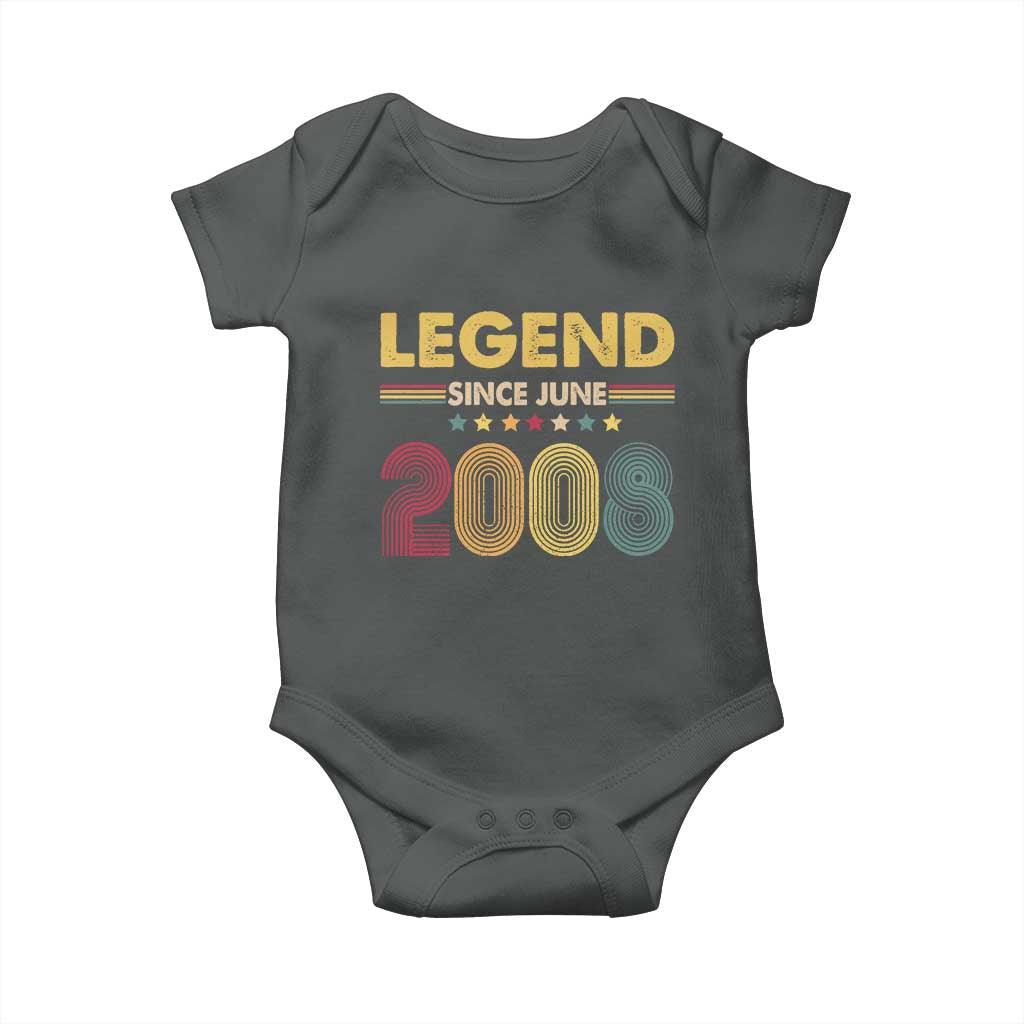 June 18th Birthday Baby Onesie Legends Since June 2008 Retro Bday TS11 Dark Heather Print Your Wear