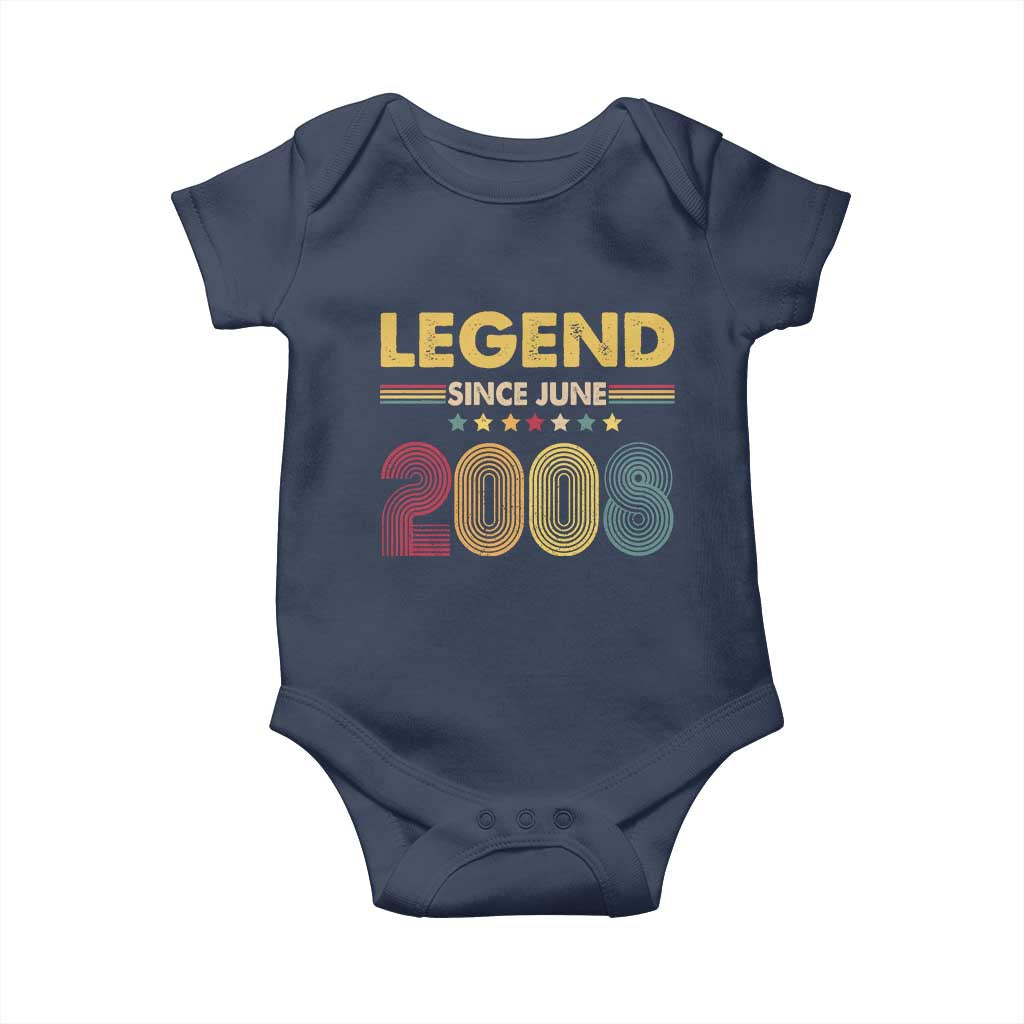 June 18th Birthday Baby Onesie Legends Since June 2008 Retro Bday TS11 Navy Print Your Wear