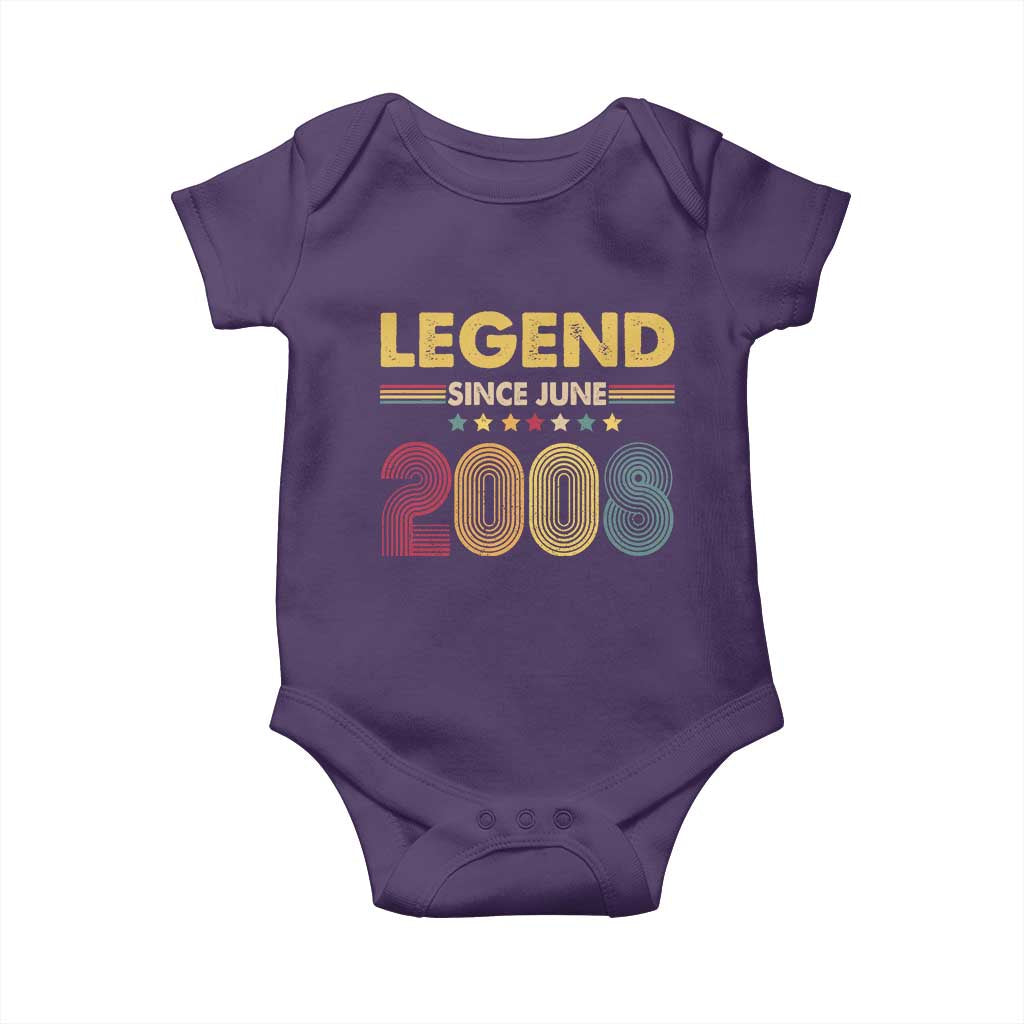 June 18th Birthday Baby Onesie Legends Since June 2008 Retro Bday TS11 Purple Print Your Wear