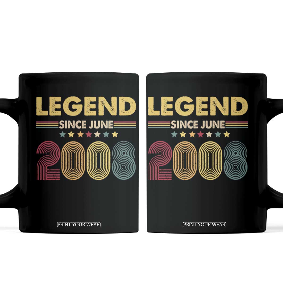 June 18th Birthday Coffee Mug Legends Since June 2008 Retro Bday TS11 Black Print Your Wear