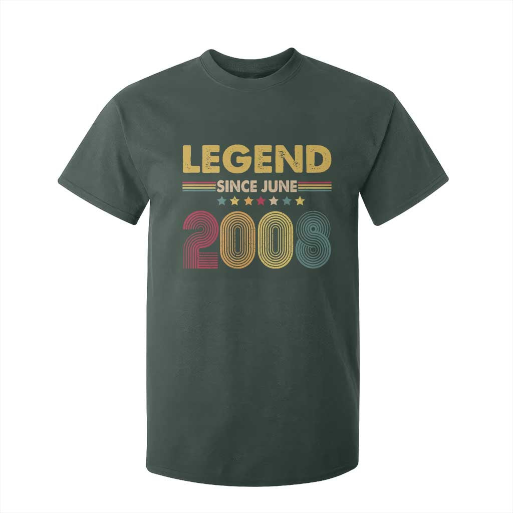 June 18th Birthday T Shirt For Kid Legends Since June 2008 Retro Bday TS11 Dark Forest Green Print Your Wear