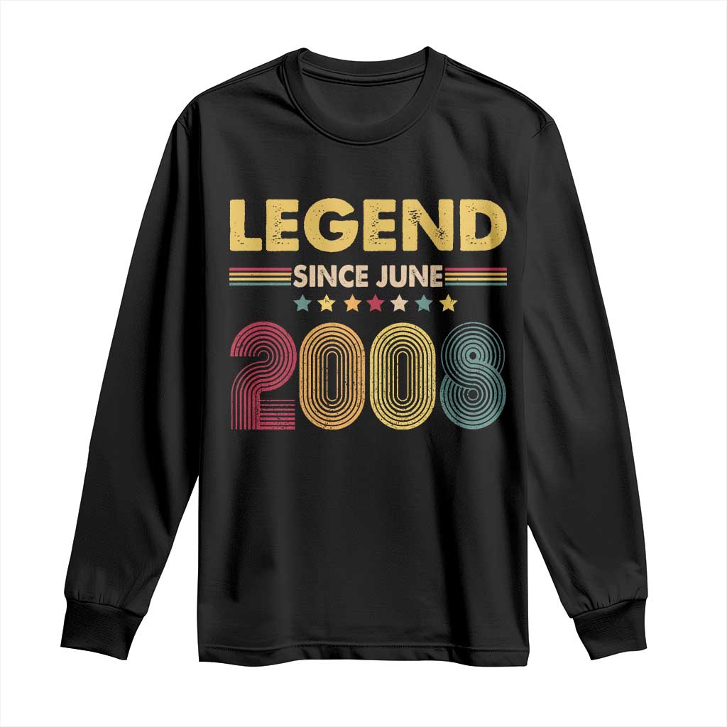 June 18th Birthday Long Sleeve Shirt Legends Since June 2008 Retro Bday TS11 Black Print Your Wear