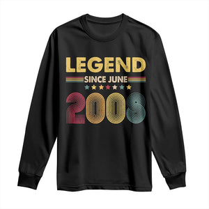June 18th Birthday Long Sleeve Shirt Legends Since June 2008 Retro Bday TS11 Black Print Your Wear