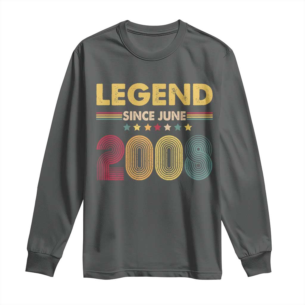 June 18th Birthday Long Sleeve Shirt Legends Since June 2008 Retro Bday TS11 Dark Heather Print Your Wear