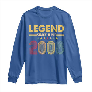 June 18th Birthday Long Sleeve Shirt Legends Since June 2008 Retro Bday TS11 Royal Blue Print Your Wear