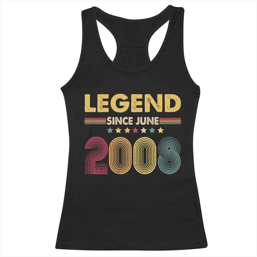 June 18th Birthday Racerback Tank Top Legends Since June 2008 Retro Bday TS11 Black Print Your Wear