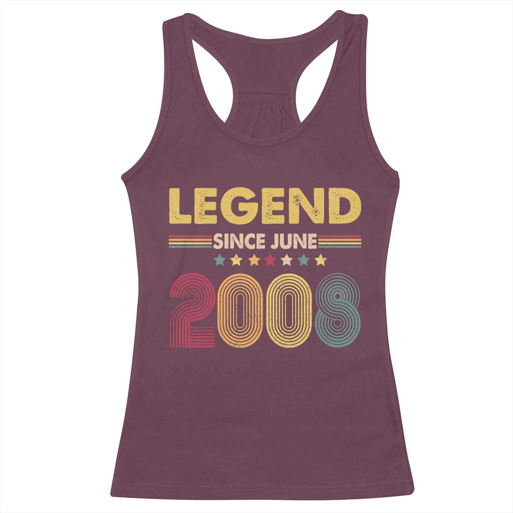 June 18th Birthday Racerback Tank Top Legends Since June 2008 Retro Bday TS11 Maroon Print Your Wear