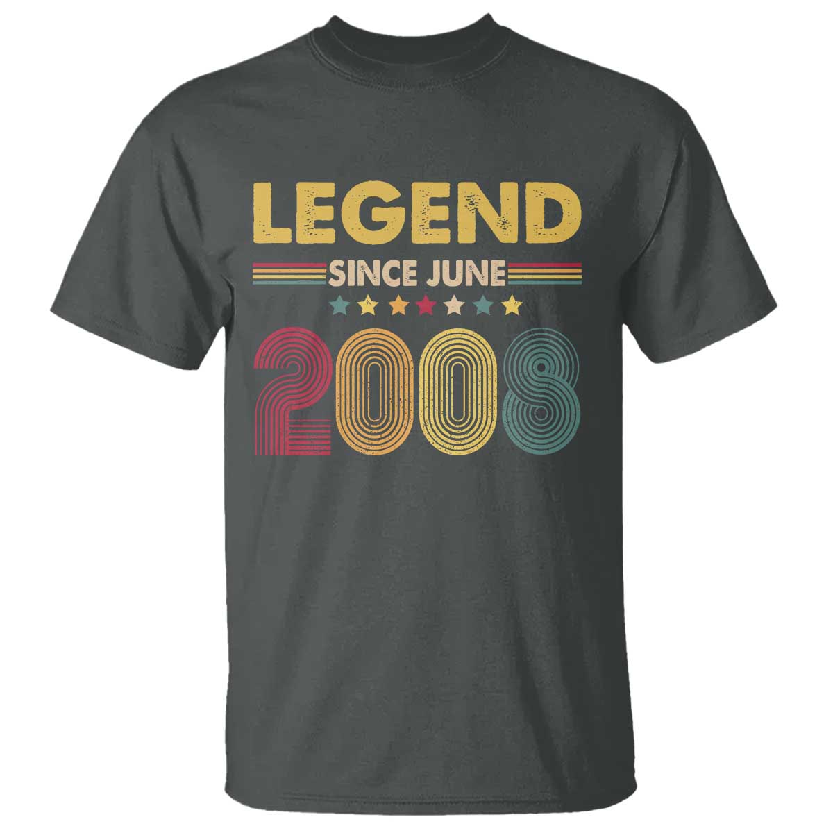 June 18th Birthday T Shirt Legends Since June 2008 Retro Bday TS11 Dark Heather Print Your Wear