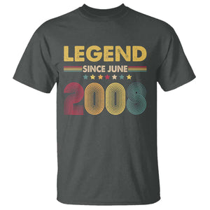 June 18th Birthday T Shirt Legends Since June 2008 Retro Bday TS11 Dark Heather Print Your Wear