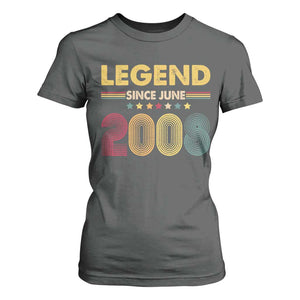 June 18th Birthday T Shirt For Women Legends Since June 2008 Retro Bday TS11 Dark Heather Print Your Wear