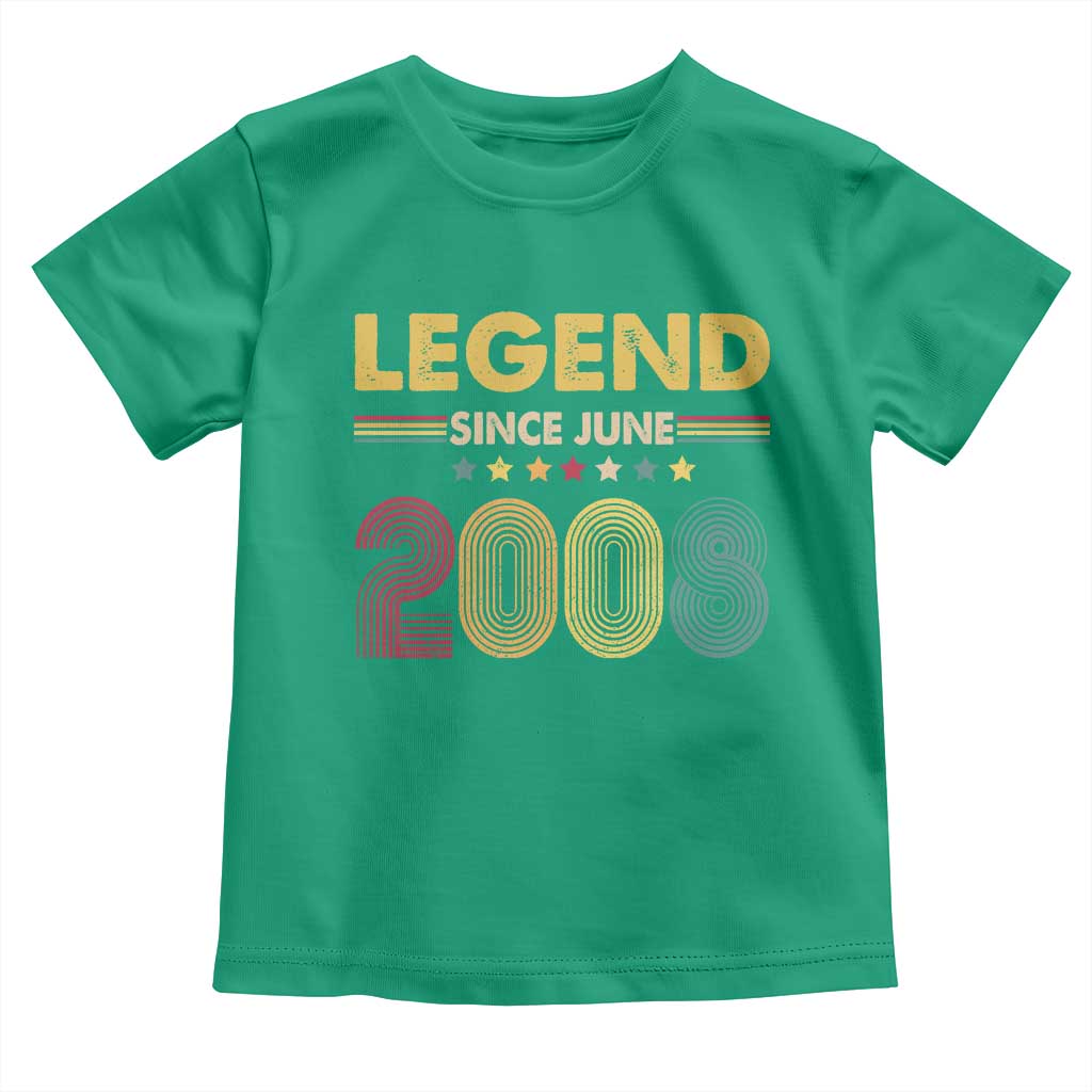 June 18th Birthday Toddler T Shirt Legends Since June 2008 Retro Bday TS11 Irish Green Print Your Wear