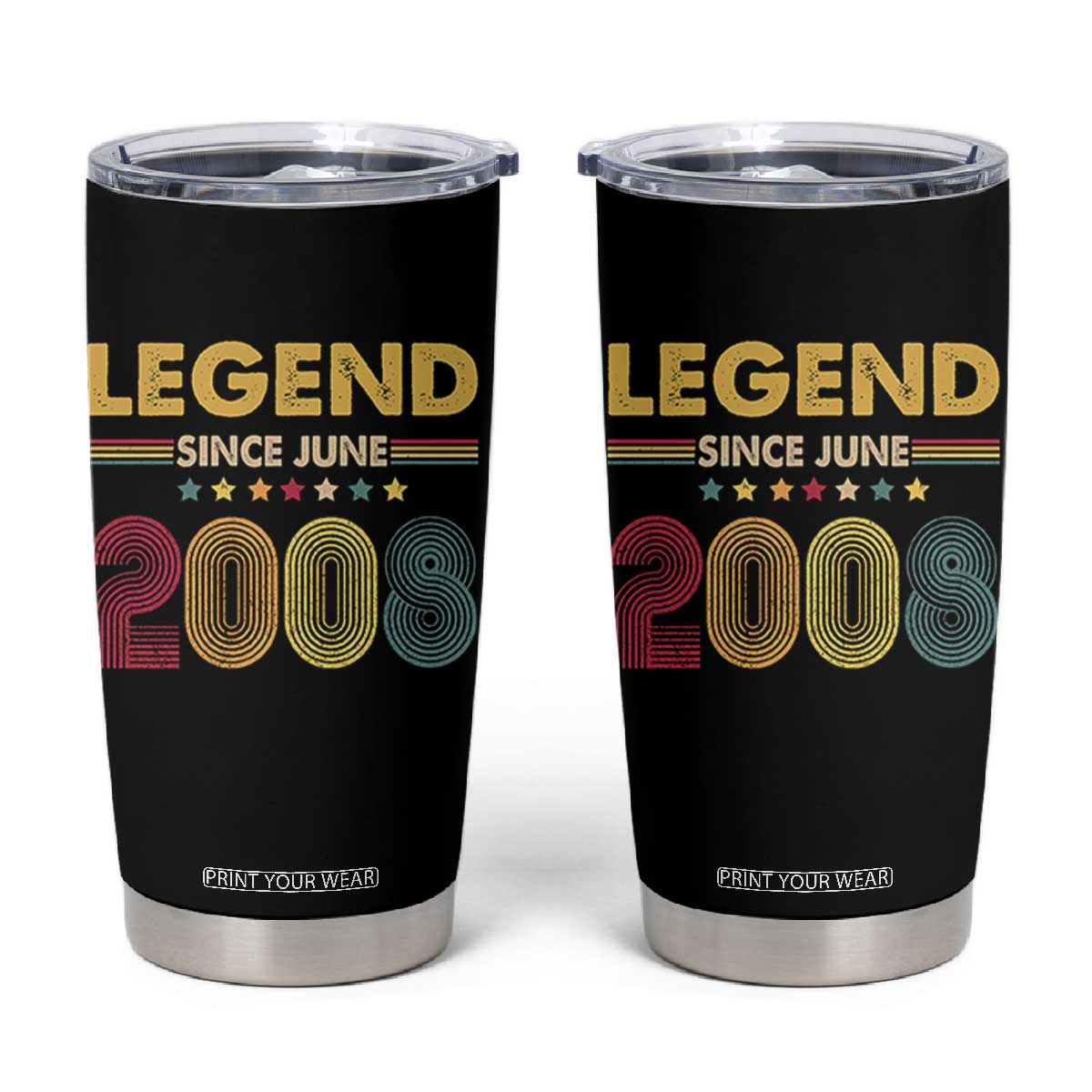 June 18th Birthday Tumbler Cup Legends Since June 2008 Retro Bday TS11 Black Print Your Wear