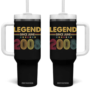 June 18th Birthday Tumbler With Handle Legends Since June 2008 Retro Bday TS11 One Size: 40 oz Black Print Your Wear