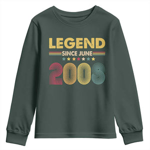 June 18th Birthday Youth Sweatshirt Legends Since June 2008 Retro Bday TS11 Dark Forest Green Print Your Wear