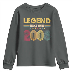 June 18th Birthday Youth Sweatshirt Legends Since June 2008 Retro Bday TS11 Dark Heather Print Your Wear