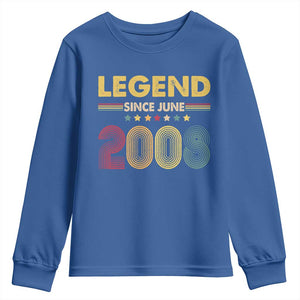 June 18th Birthday Youth Sweatshirt Legends Since June 2008 Retro Bday TS11 Royal Blue Print Your Wear