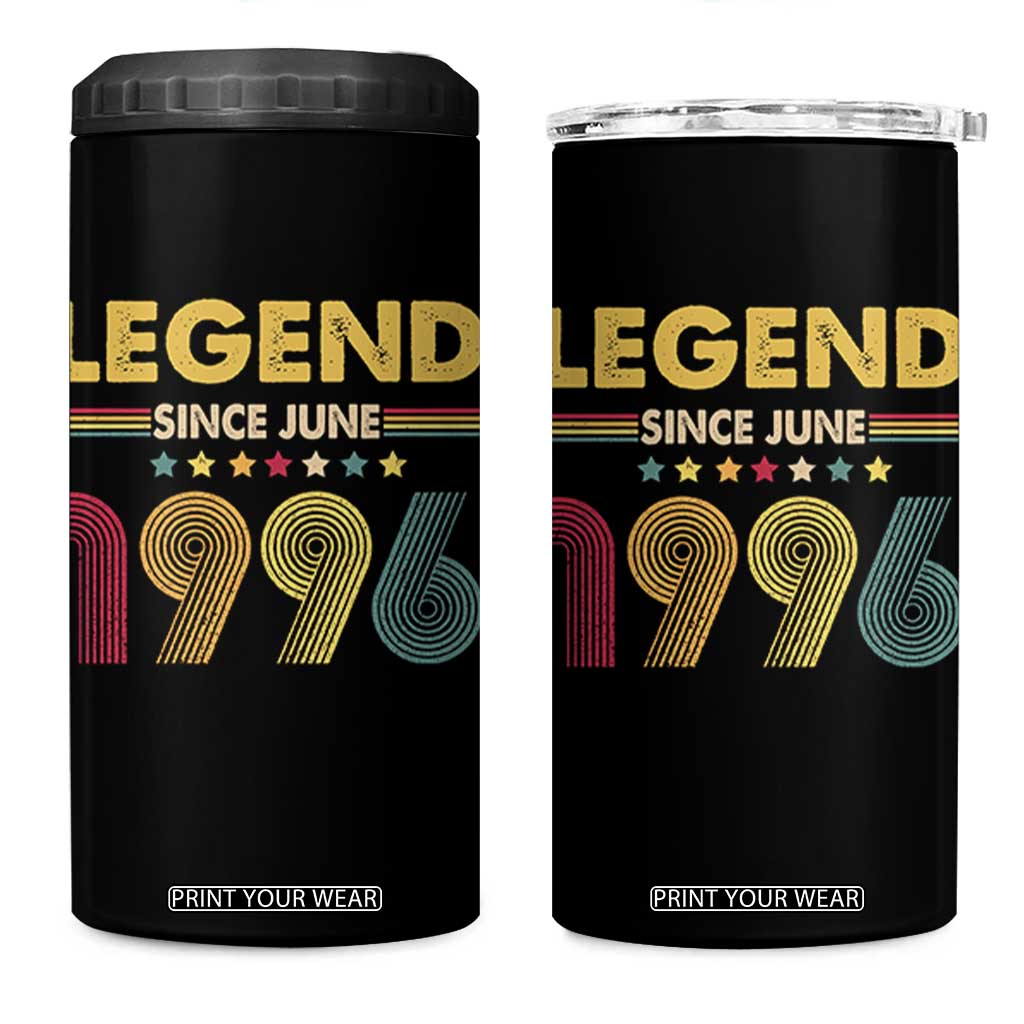 June 30th Birthday 4 in 1 Can Cooler Tumbler Legends Since June 1996 Retro Bday TS11 One Size: 16 oz Black Print Your Wear