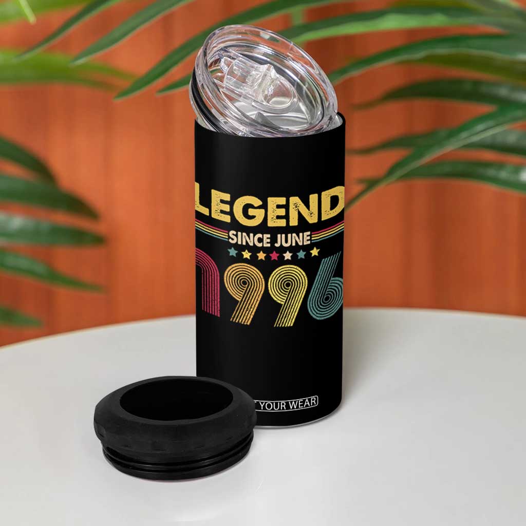 June 30th Birthday 4 in 1 Can Cooler Tumbler Legends Since June 1996 Retro Bday TS11 Print Your Wear