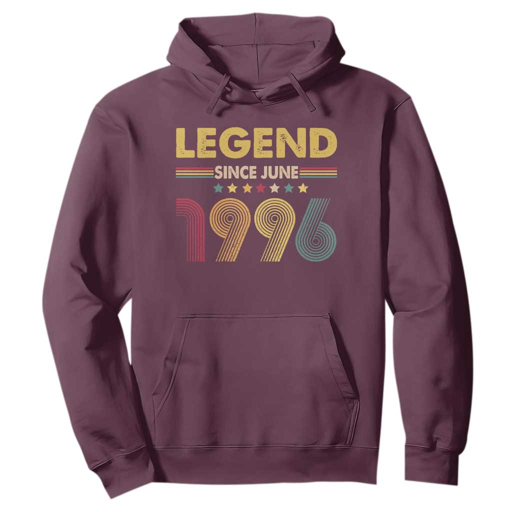 June 30th Birthday Hoodie Legends Since June 1996 Retro Bday TS11 Maroon Print Your Wear