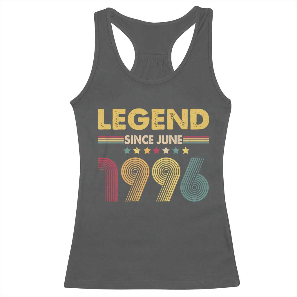 June 30th Birthday Racerback Tank Top Legends Since June 1996 Retro Bday TS11 Dark Heather Print Your Wear