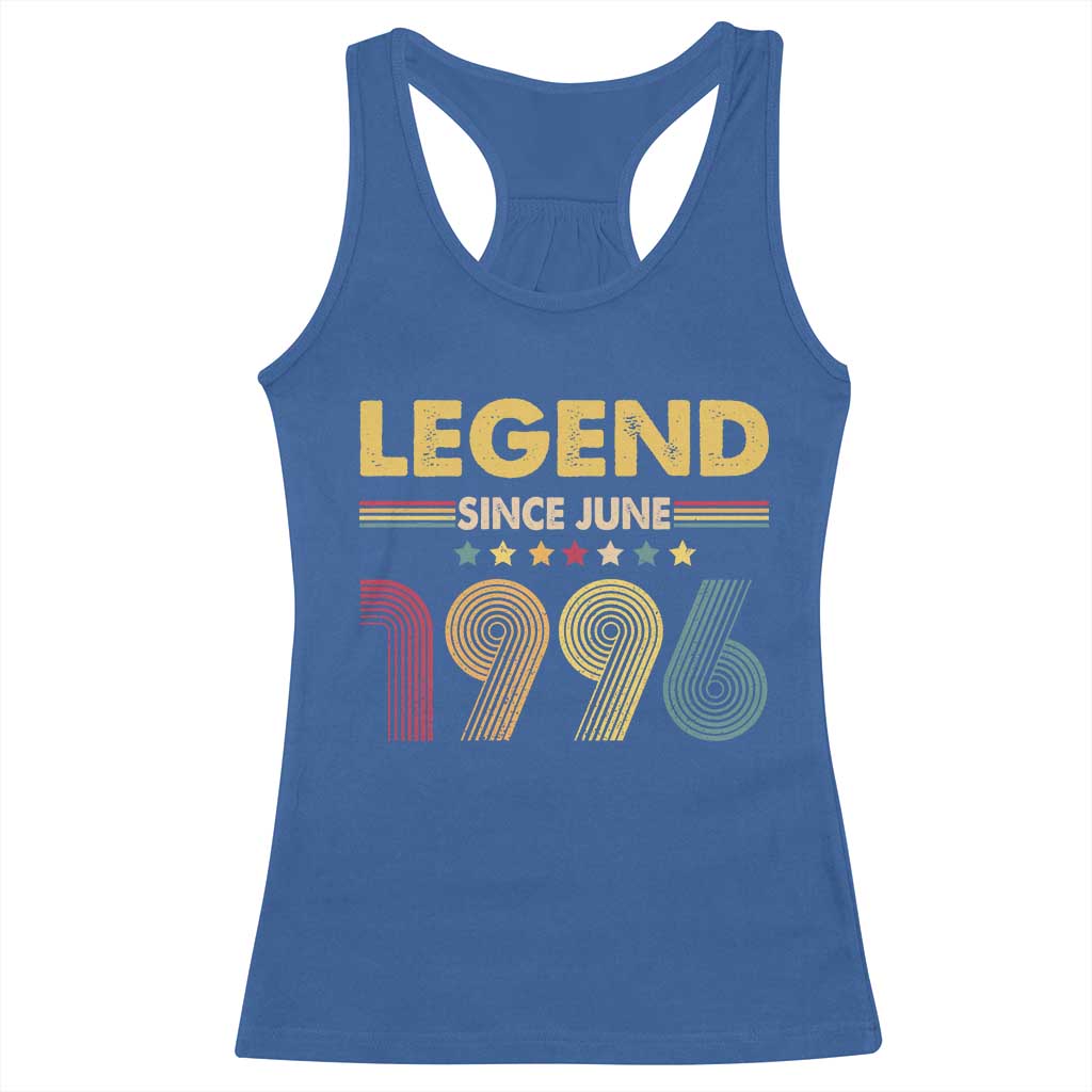 June 30th Birthday Racerback Tank Top Legends Since June 1996 Retro Bday TS11 Royal Blue Print Your Wear