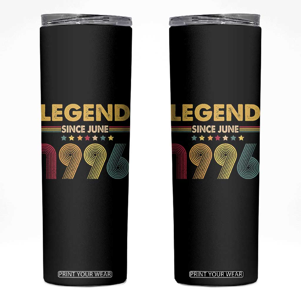 June 30th Birthday Skinny Tumbler Legends Since June 1996 Retro Bday TS11 Black Print Your Wear