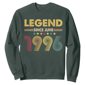 June 30th Birthday Sweatshirt Legends Since June 1996 Retro Bday TS11 Dark Forest Green Print Your Wear