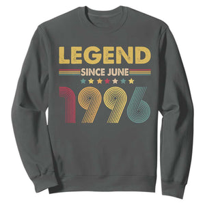 June 30th Birthday Sweatshirt Legends Since June 1996 Retro Bday TS11 Dark Heather Print Your Wear