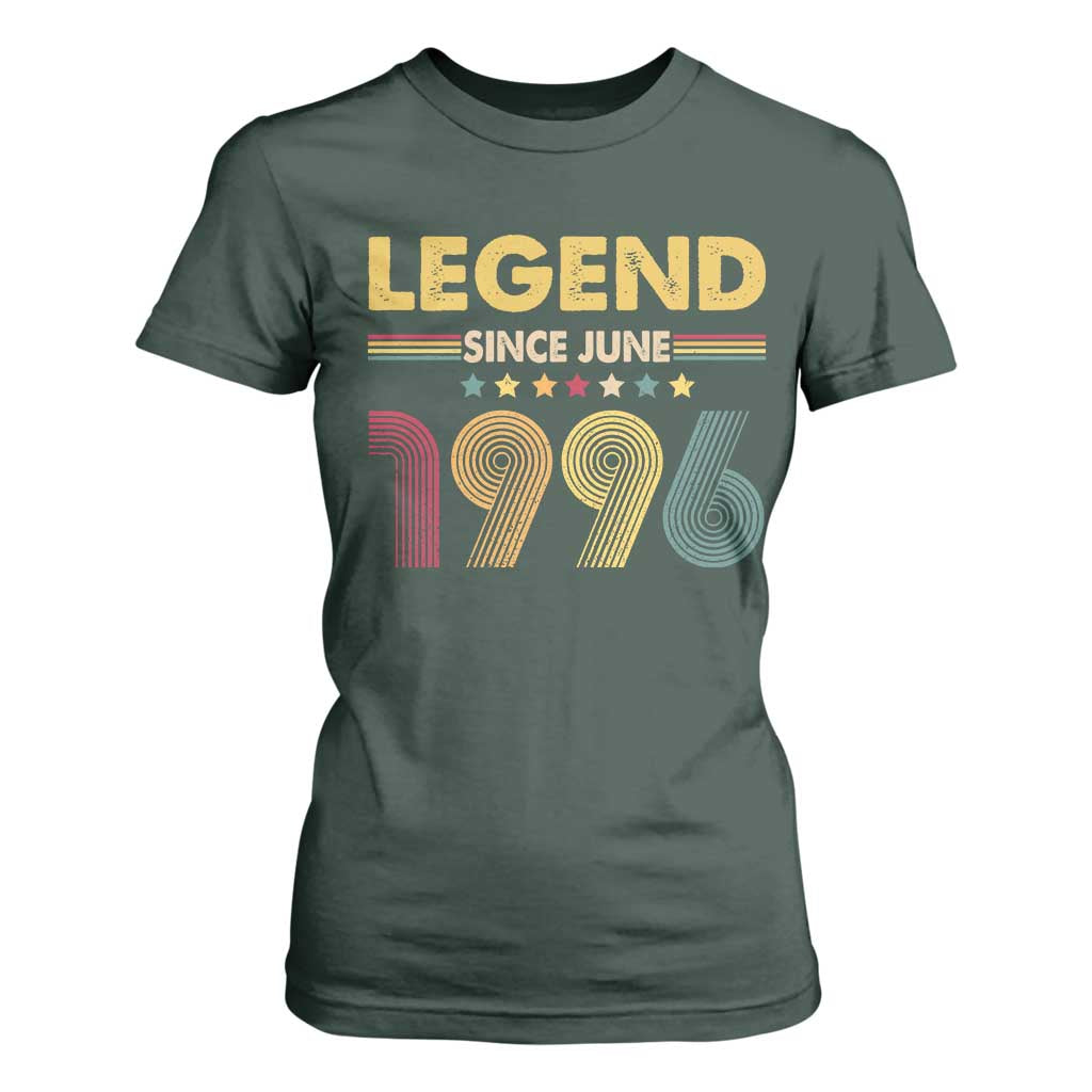 June 30th Birthday T Shirt For Women Legends Since June 1996 Retro Bday TS11 Dark Forest Green Print Your Wear