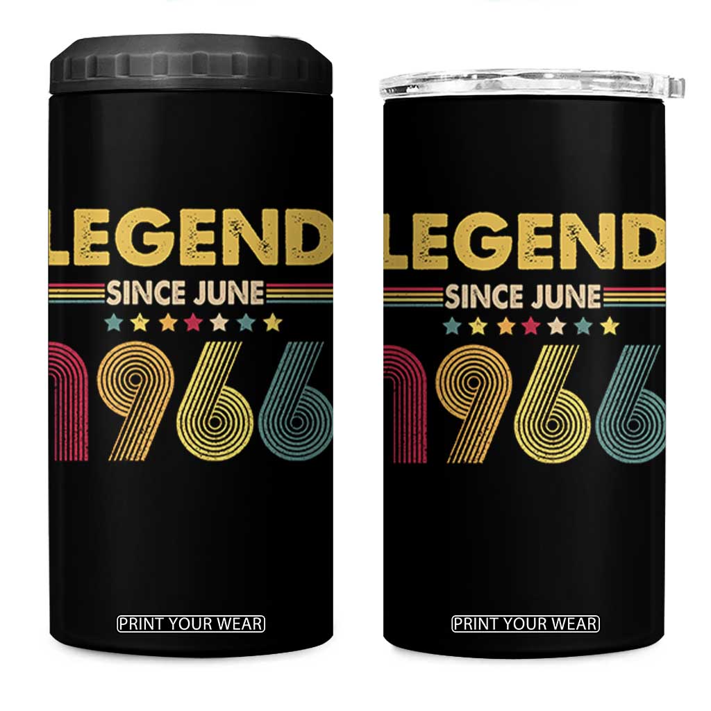 June 60th Birthday 4 in 1 Can Cooler Tumbler Legends Since June 1966 Retro Bday TS11 One Size: 16 oz Black Print Your Wear