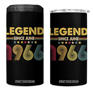 June 60th Birthday 4 in 1 Can Cooler Tumbler Legends Since June 1966 Retro Bday TS11 One Size: 16 oz Black Print Your Wear