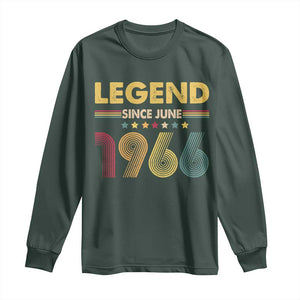 June 60th Birthday Long Sleeve Shirt Legends Since June 1966 Retro Bday TS11 Dark Forest Green Print Your Wear