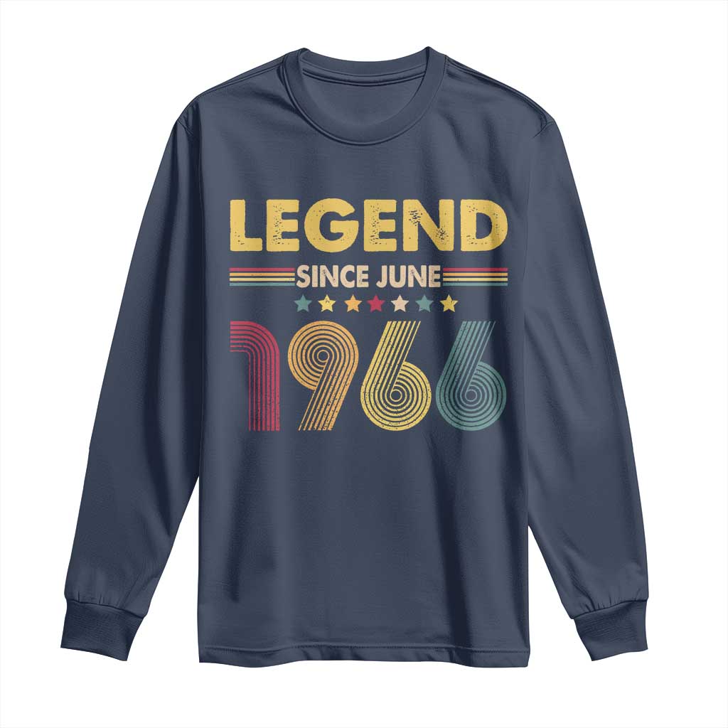 June 60th Birthday Long Sleeve Shirt Legends Since June 1966 Retro Bday TS11 Navy Print Your Wear
