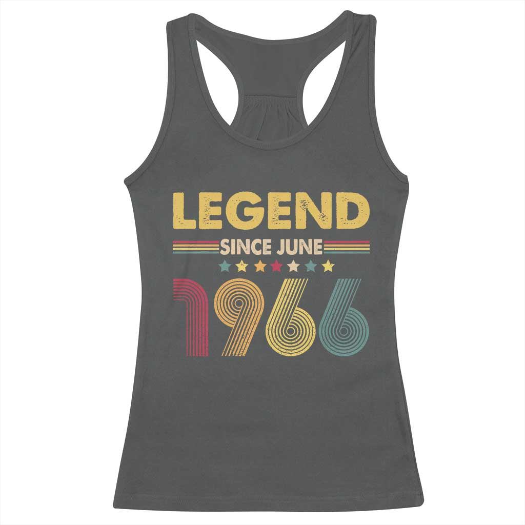 June 60th Birthday Racerback Tank Top Legends Since June 1966 Retro Bday TS11 Dark Heather Print Your Wear
