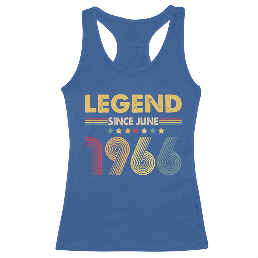 June 60th Birthday Racerback Tank Top Legends Since June 1966 Retro Bday TS11 Royal Blue Print Your Wear
