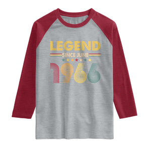 June 60th Birthday Raglan Shirt Legends Since June 1966 Retro Bday TS11 Heather Gray Heather Red Print Your Wear