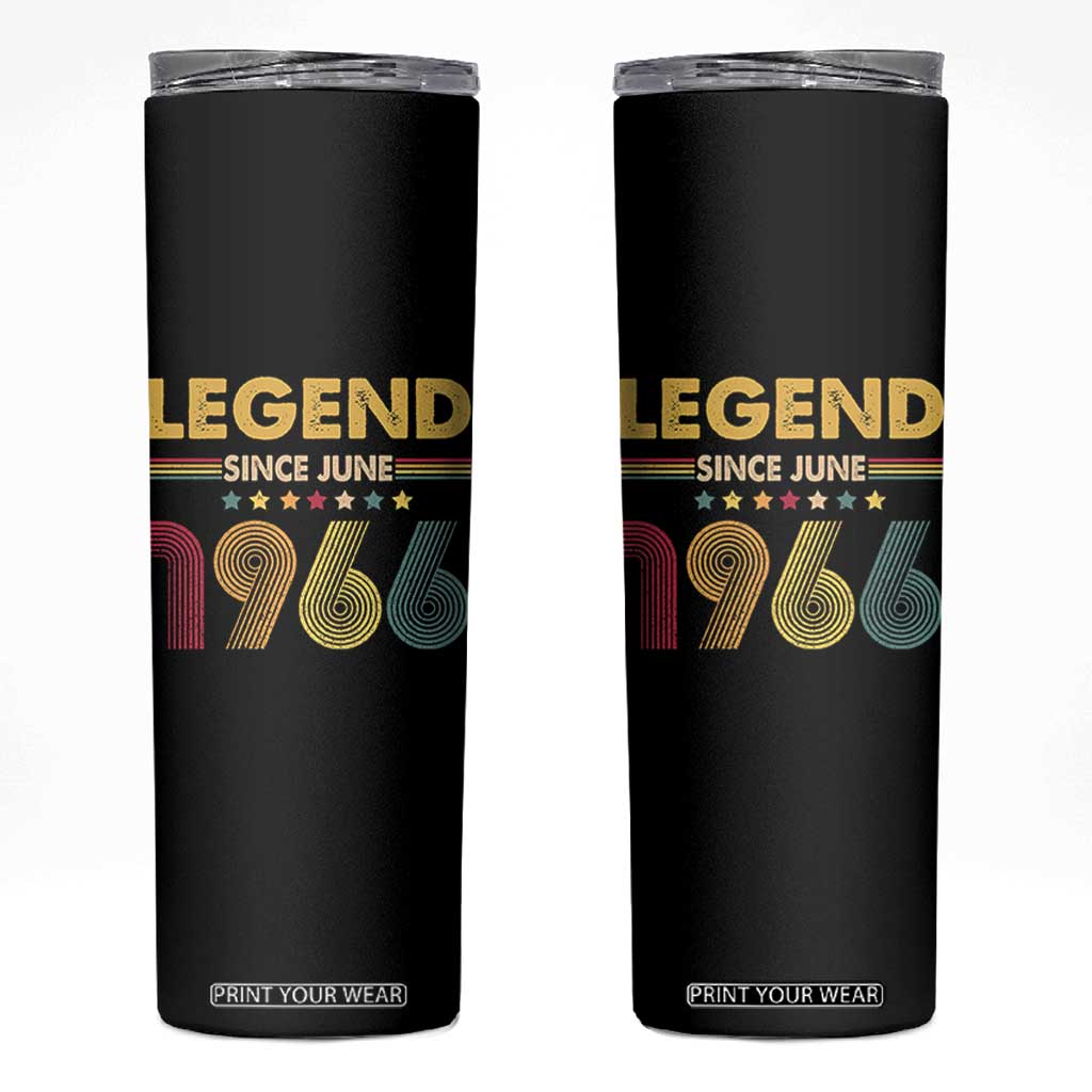 June 60th Birthday Skinny Tumbler Legends Since June 1966 Retro Bday TS11 Black Print Your Wear