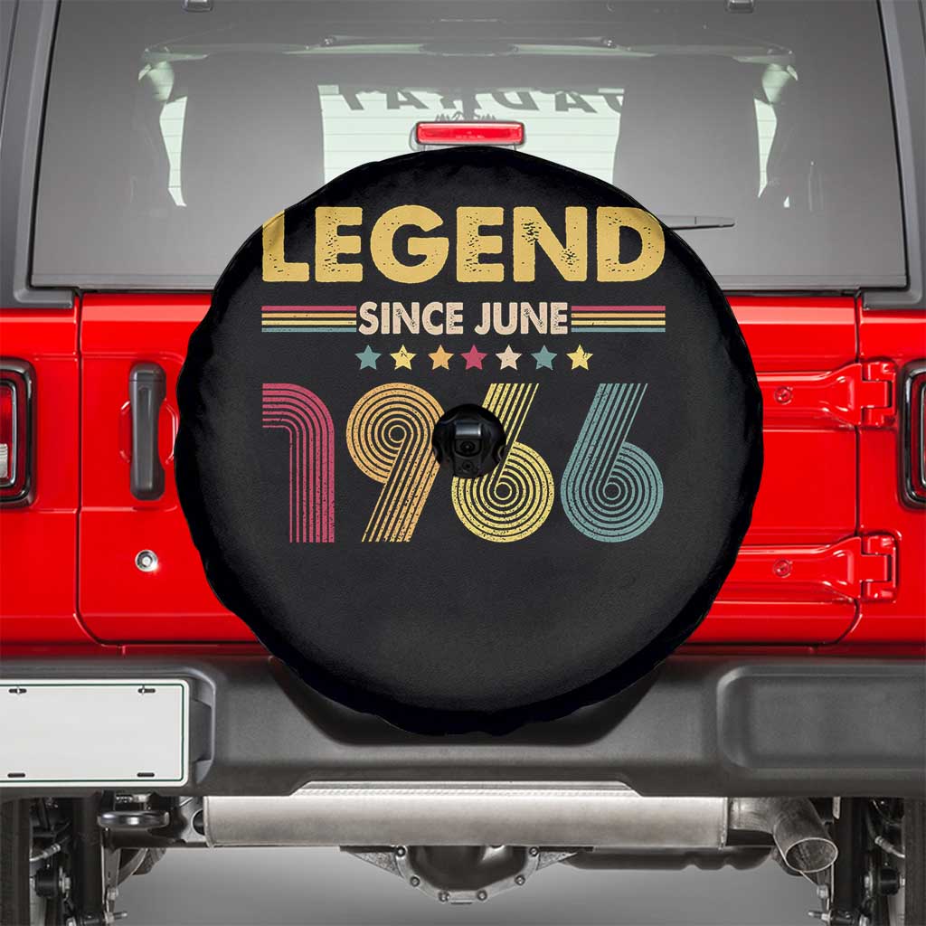 June 60th Birthday Spare Tire Cover Legends Since June 1966 Retro Bday TS11 Black Print Your Wear