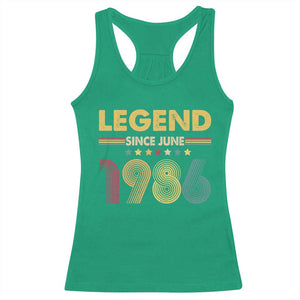 June 40th Birthday Racerback Tank Top Legends Since June 1986 Retro Bday TS11 Irish Green Print Your Wear