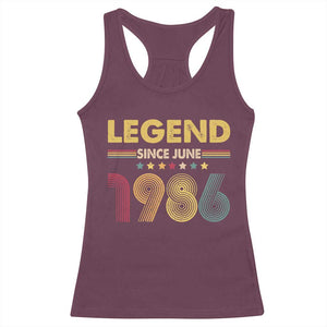 June 40th Birthday Racerback Tank Top Legends Since June 1986 Retro Bday TS11 Maroon Print Your Wear