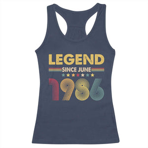 June 40th Birthday Racerback Tank Top Legends Since June 1986 Retro Bday TS11 Navy Print Your Wear