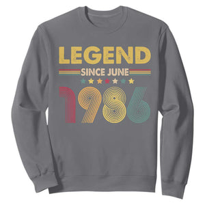 June 40th Birthday Sweatshirt Legends Since June 1986 Retro Bday TS11 Charcoal Print Your Wear