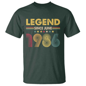 June 40th Birthday T Shirt Legends Since June 1986 Retro Bday TS11 Dark Forest Green Print Your Wear