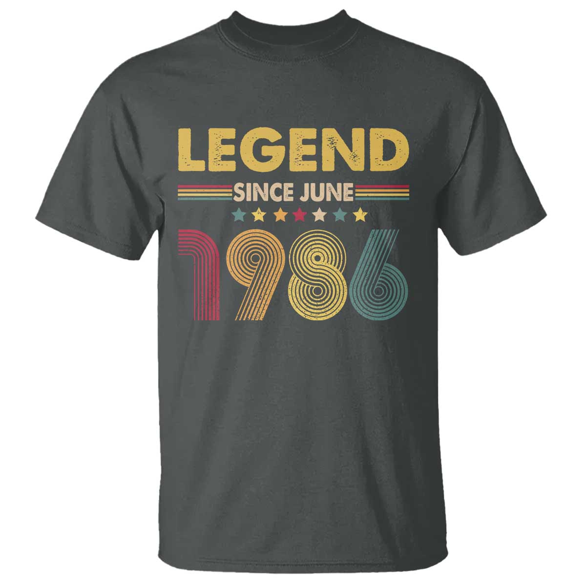 June 40th Birthday T Shirt Legends Since June 1986 Retro Bday TS11 Dark Heather Print Your Wear